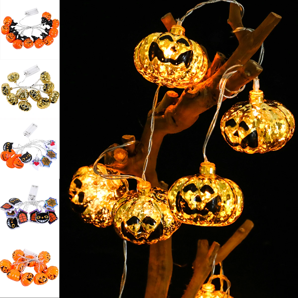 LED Holiday Halloween Pumpkin Lanterns String Light Halloween Party Decoration For Home Horror Party Indoor Fairy Lights