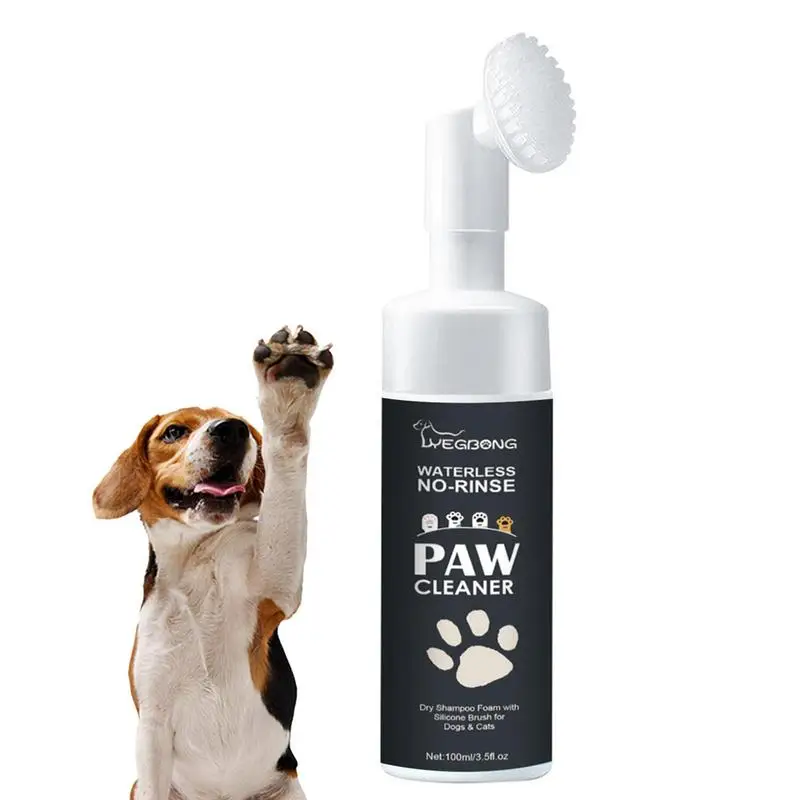 Pet Foot Cleaner Foam Dog Cat Feet Cleaner Rinse-free Puppy Paw Cleaner Foam For Cute Cats With Foot Cleaning Silicone Brush