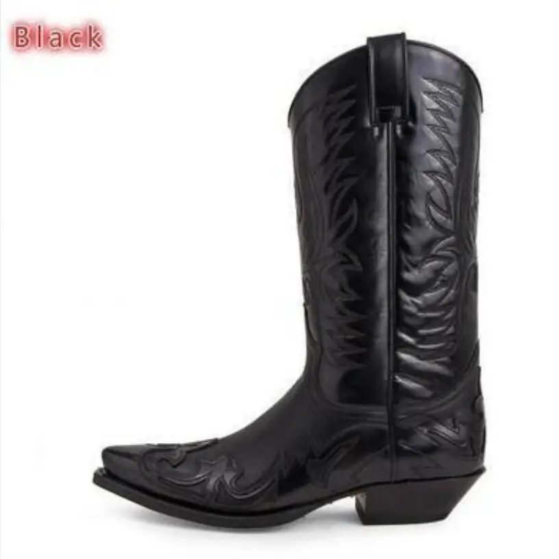 2024 Fashion New Men\'s Cowboy Boots Mid-Heel Motorcycle Casual High-Quality Male Pums Plus Size: 38-44 45 46 47 48 Free Shipping