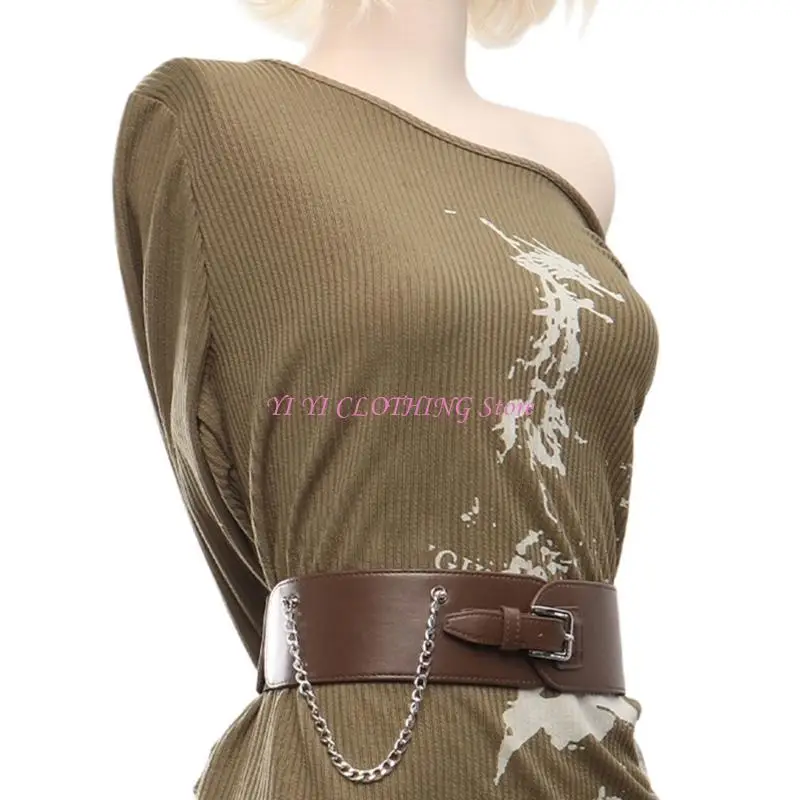 

N5KF Elegant Adjustable Wide Waist Belt Corset Band For Women Girl Long Shirt Dress