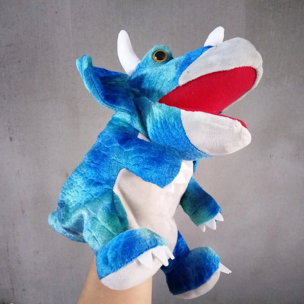 Triceratops dinossauro boca aberta crianças fantoche de mão brinquedo de pelúcia para criança