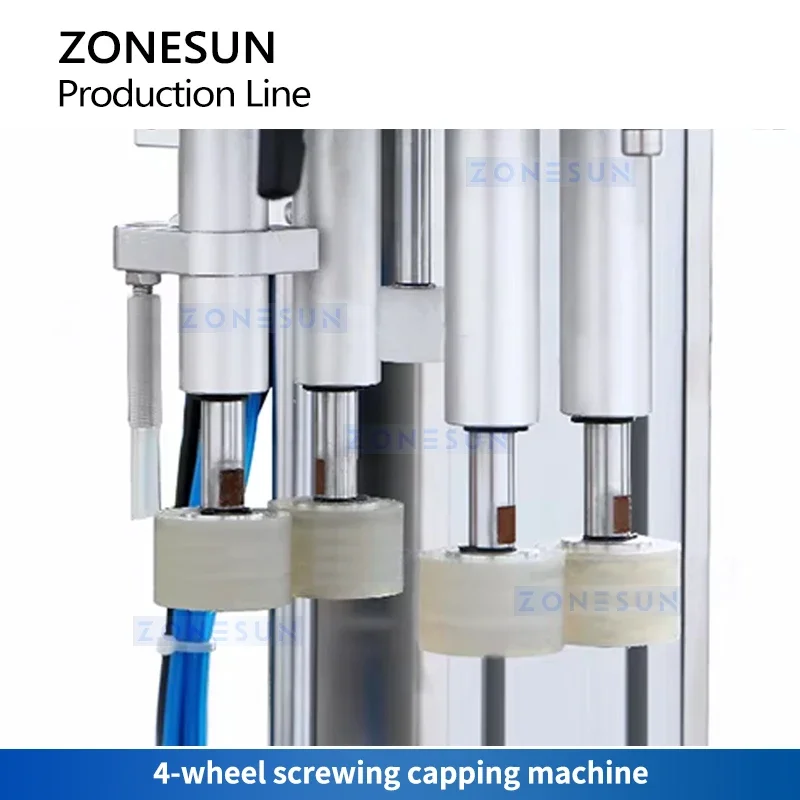 Zonesun ZS-FALU4 Linea di imballaggio automatica per bottiglie con pompa con tappatrice e etichettatrice di riempimento
