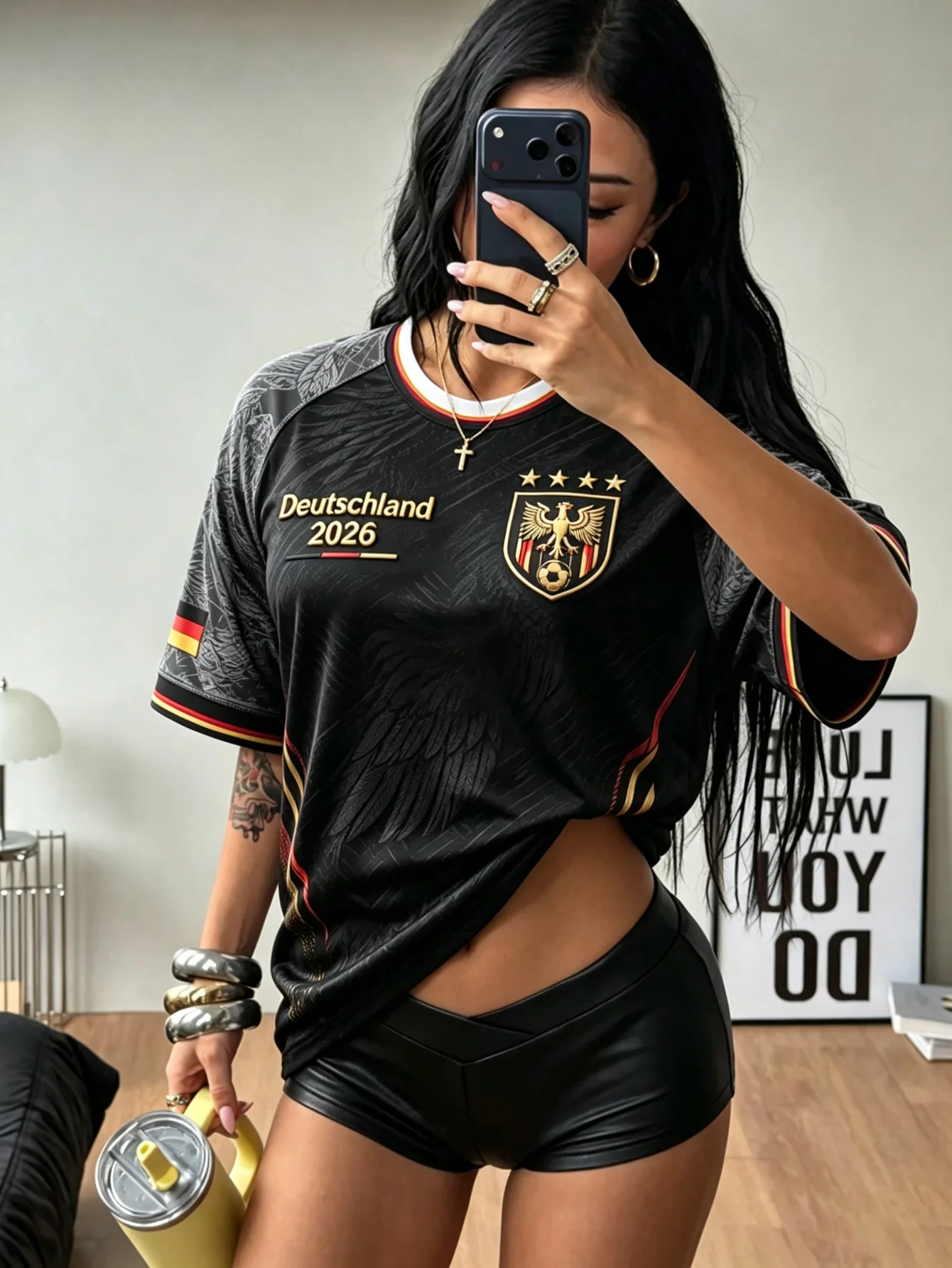 Germany Y2K Soccer Jersey 2026 Black Gold Men Women Unisex Graphic Tee Plus Size Standard Size Football Streetwear Vintage Top