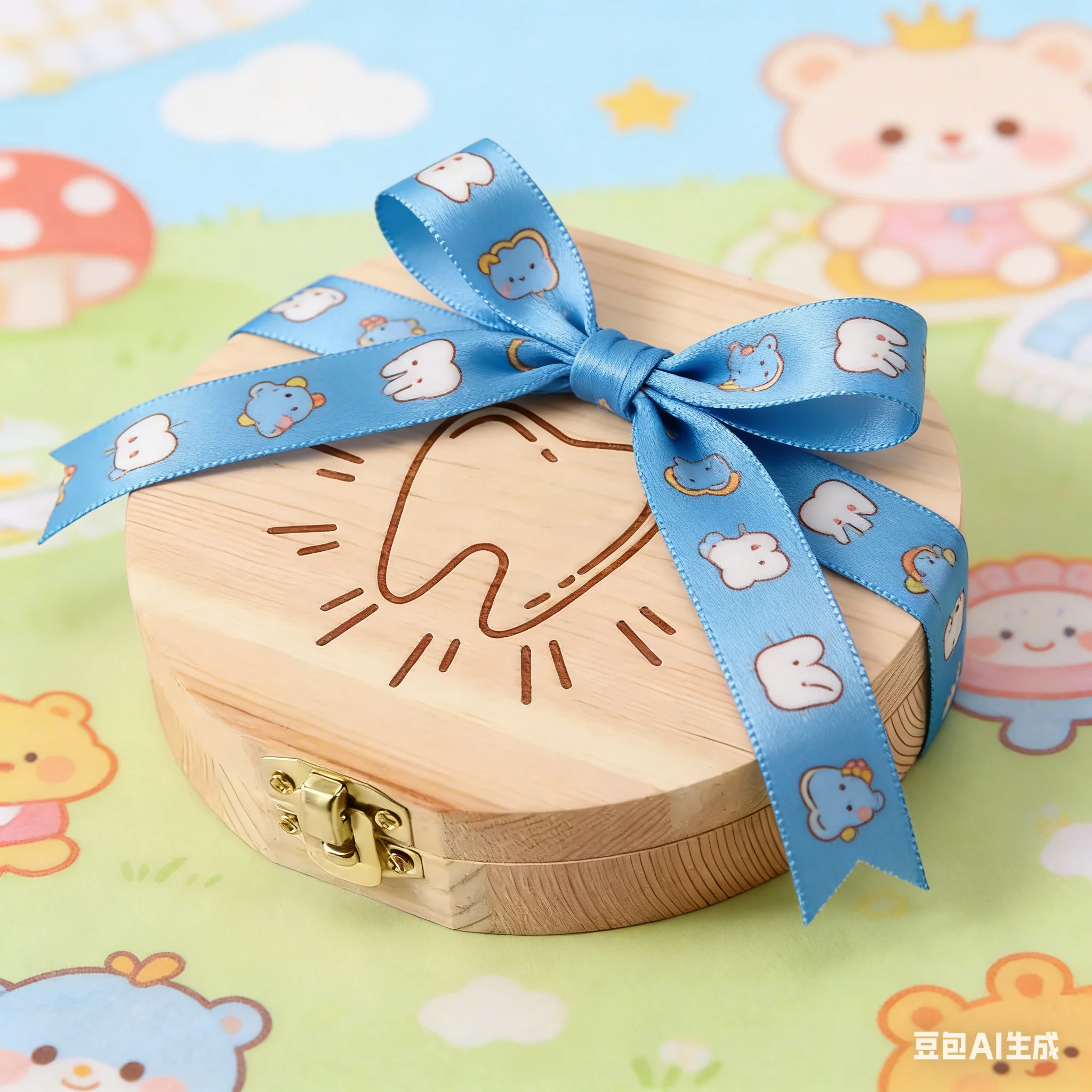 Free Customization Wooden Tooth Storage Box Baby Tooth Wood Storage Box Organizer Teeth Kids Christening Case Birthday Gift
