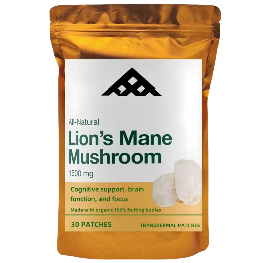 30 Patches Lions Mane Mushroom Transdermal Patches Rich in Alpha Glucan for Memory, Focus with Immune Support