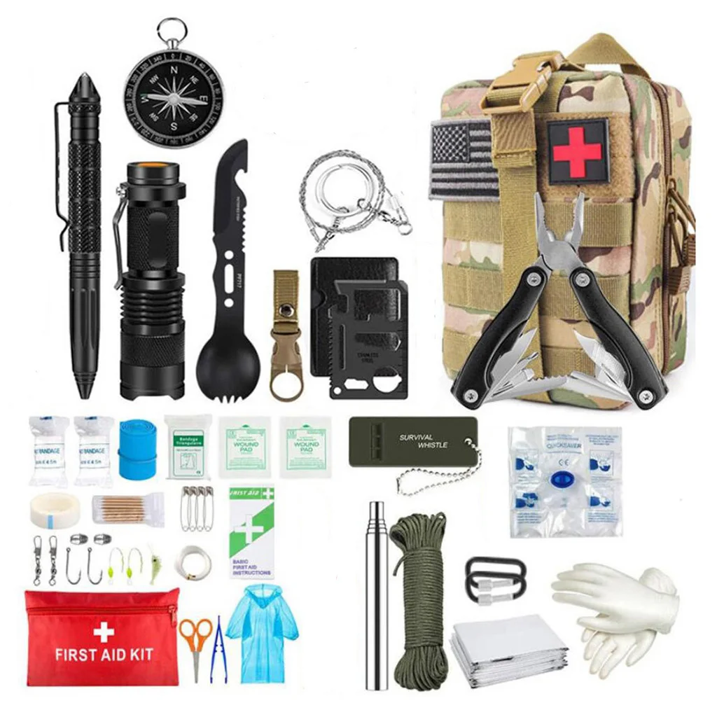 Kit de primeros auxilios de supervivencia, conjunto completo militar Molle, equipo de emergencia para exteriores, bolsa para Trauma, Camping, senderismo, aventuras IFAK