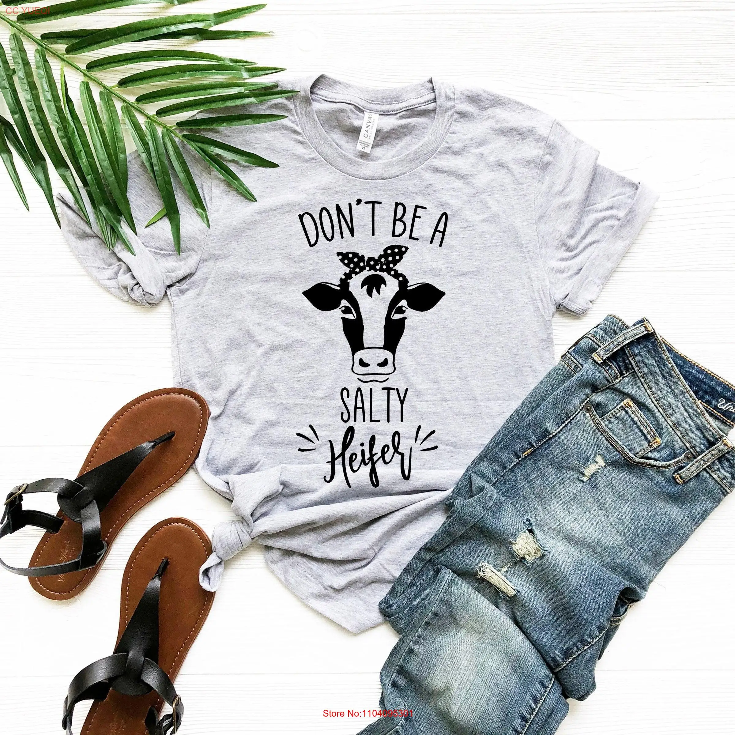 Don't Be A Salty Heifer T Shirt Sassy Cow Funny Sarcastic Retro For Best Friend Present Farmer  long or short sleeves