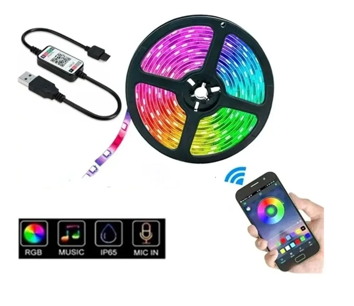 Fita Led Rgb 5050 Bluetooth colorful app control