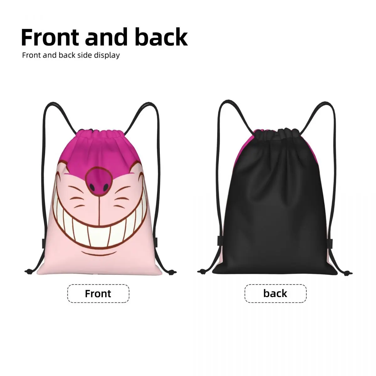 Custom Cheshire Cat Grinning zaino con coulisse borse donna uomo leggero Alice nel paese delle meraviglie Gym Sackpack Sacks per lo Shopping