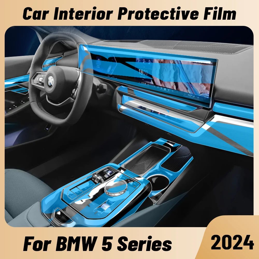 

Защитная пленка из ТПУ для салона автомобиля, центральная консоль, медиа-приборная панель, навигация, защитная пленка для BMW 5 серии G60 G61 2024, наклейка