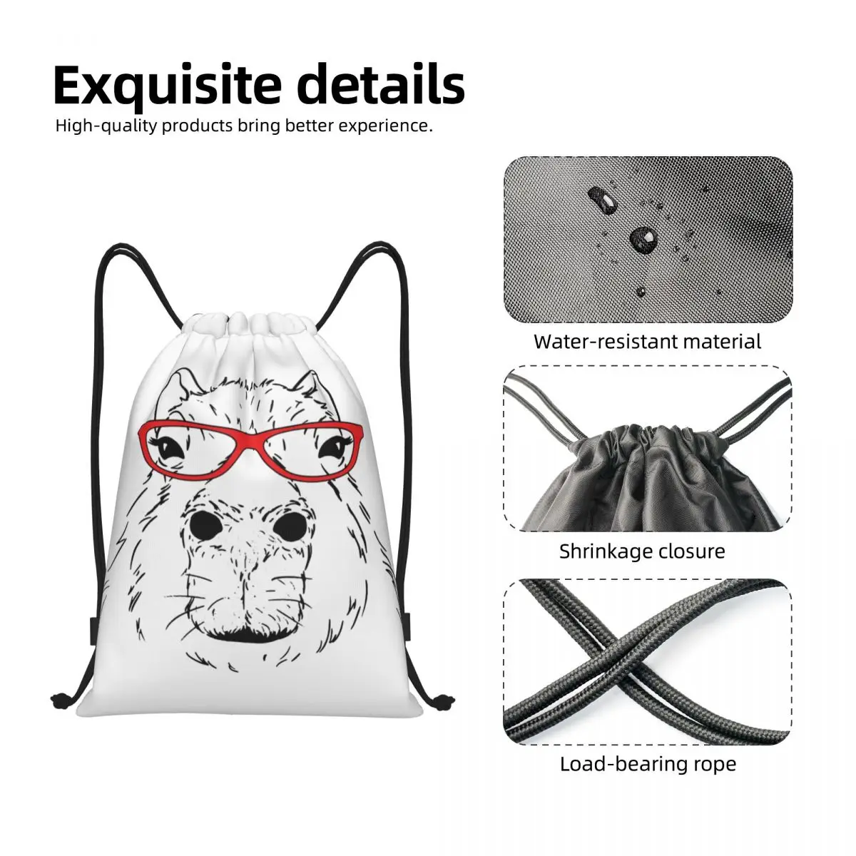 Brille Capybara niedlichen Kordel zug Rucksack Fitness studio Sport Sackpack String Tasche für die Übung