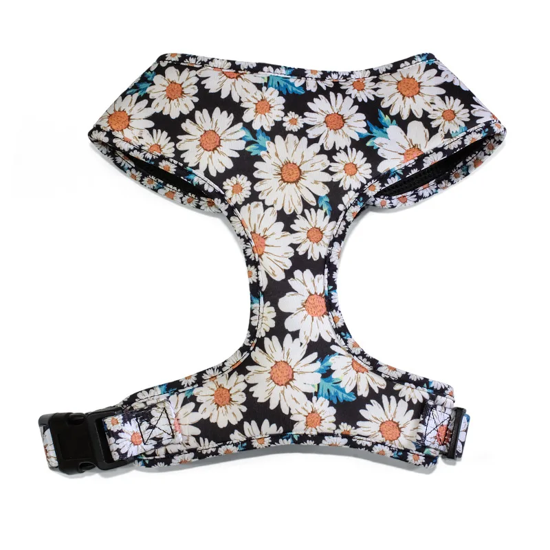 Pet Harness Collar Leash Set Adjustable Dog Collar With Bow tie Poop Bag Triangle Scarf Set With Flower Print Pet Accessories