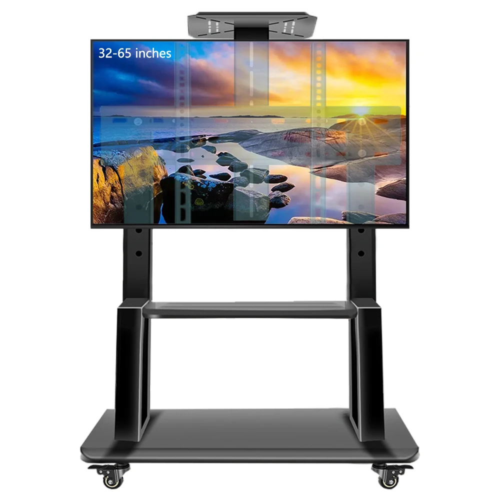 Suitable for TV 32-65 inch mobile trolley bracket, movable floor standing horizontal and vertical screen rotating frame