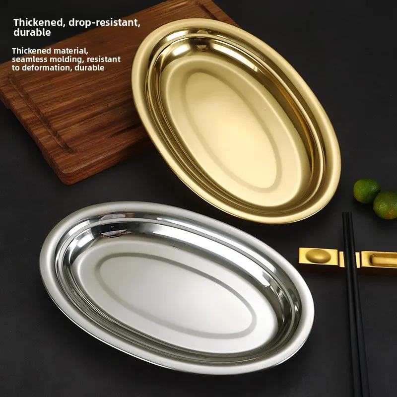 Food Grade 316 Stainless Steel Steamed Fish Plate Oval Shape Home Use Special for Sea Bass Dishware Utensils Fish Steaming