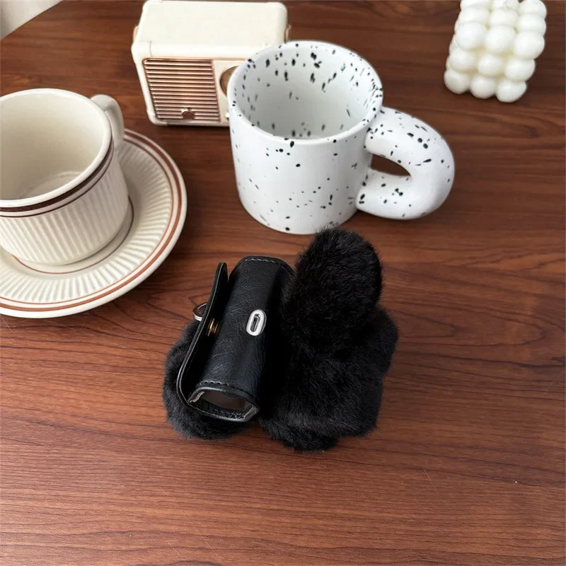 Рюкзак Black Cat, плюшевый чехол для AirPods 4 Airpod 1 2 3 Pro Pro2, Bluetooth-наушники, зарядное устройство, защитный чехол для наушников