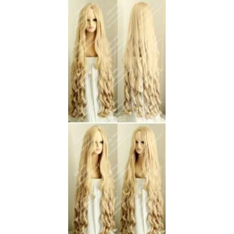 Blonde Long Beautiful Screw Wavy Cosplay Wigs Hair 100CM