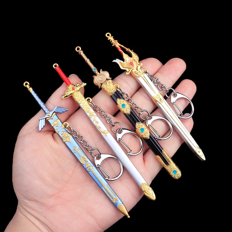 1Pcs Unopened Pendant Keyring Zinc Alloy Metal  Of Famous Ancient Sword Keychain Charms Children's Gifts