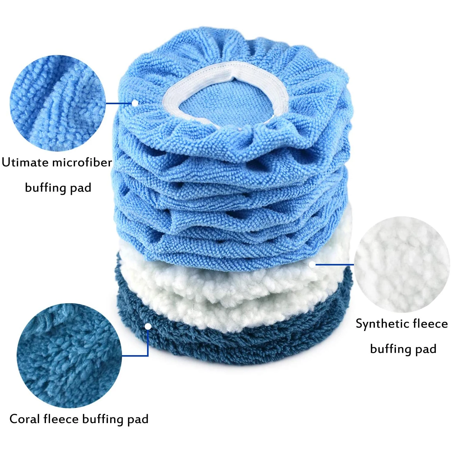 5 to 6 Inch Buffer Bonnets 4Pcs Waxers Bonnet Set Polishing Pads Buffer Bonnet Car Wax Cover for Orbital Buffer Polisher