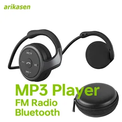 AX698 Wearbale MP3 Player Bluetooth Headphones Not in-Ear Wireless Earphones with FM Radio TF Card Slot Mic for Sports Running