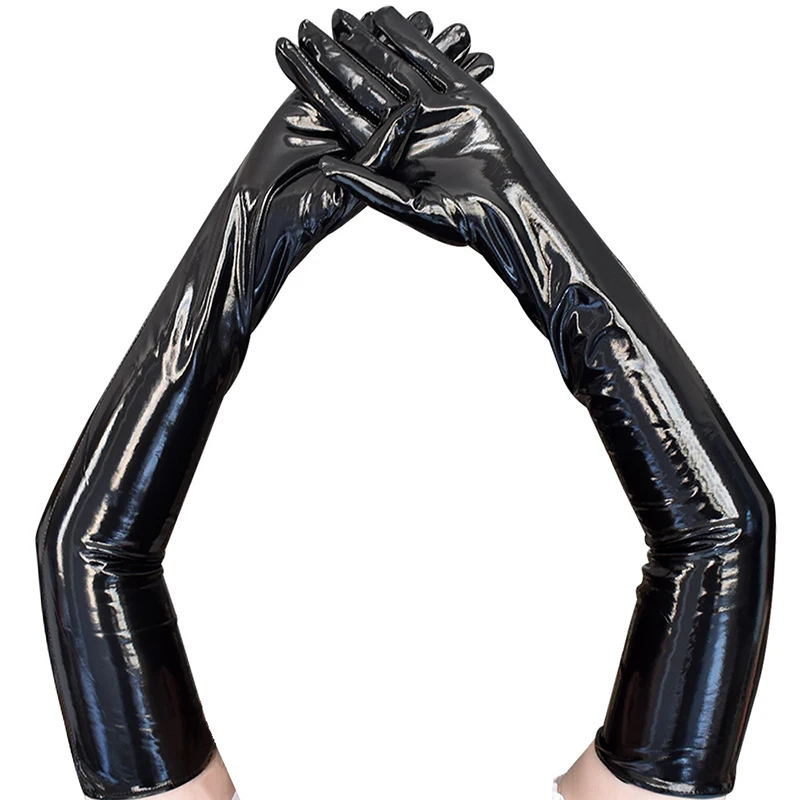 

Sexy Imitation Leather Shiny Long Glove Punk Rock Gloves Hip Pop Jazz Disco Bright Mittens Clubwear Dance Cosplay Costumes T144