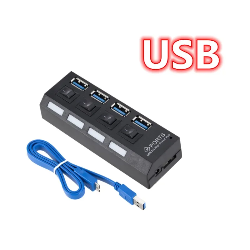 GRWIBEOU Hochgeschwindigkeits-USB-HUB 3.0 5Gbps USB 3.0 4-Port-HUB Neuester Kompakter Leichter Tragbarer Adapter-Hub mit Stromversorgung