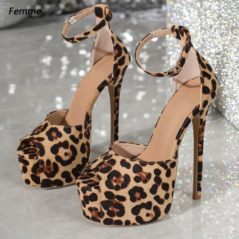Heronticy Women's Sexy Leopard Print High Heel Sandals, Handmade Platform Shoes, Perfect for Evening Parties Ladies US Size 5-20