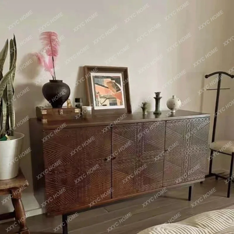 

Solid wood entrance cabinet retro and old decorative furniture shoes storage storage custom model