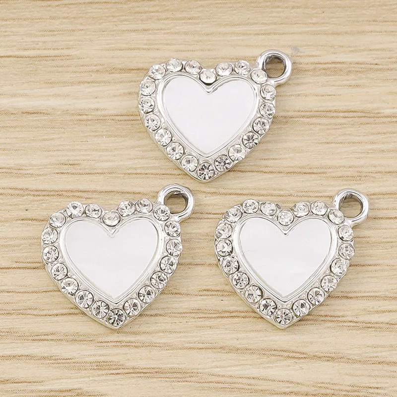 Tusember 10 Stück Exquisite Silberfarbene CZ-Kristall-Herzanhänger für Ohrhänger, Halsketten und Schmuckherstellungszubehör – Detail 12