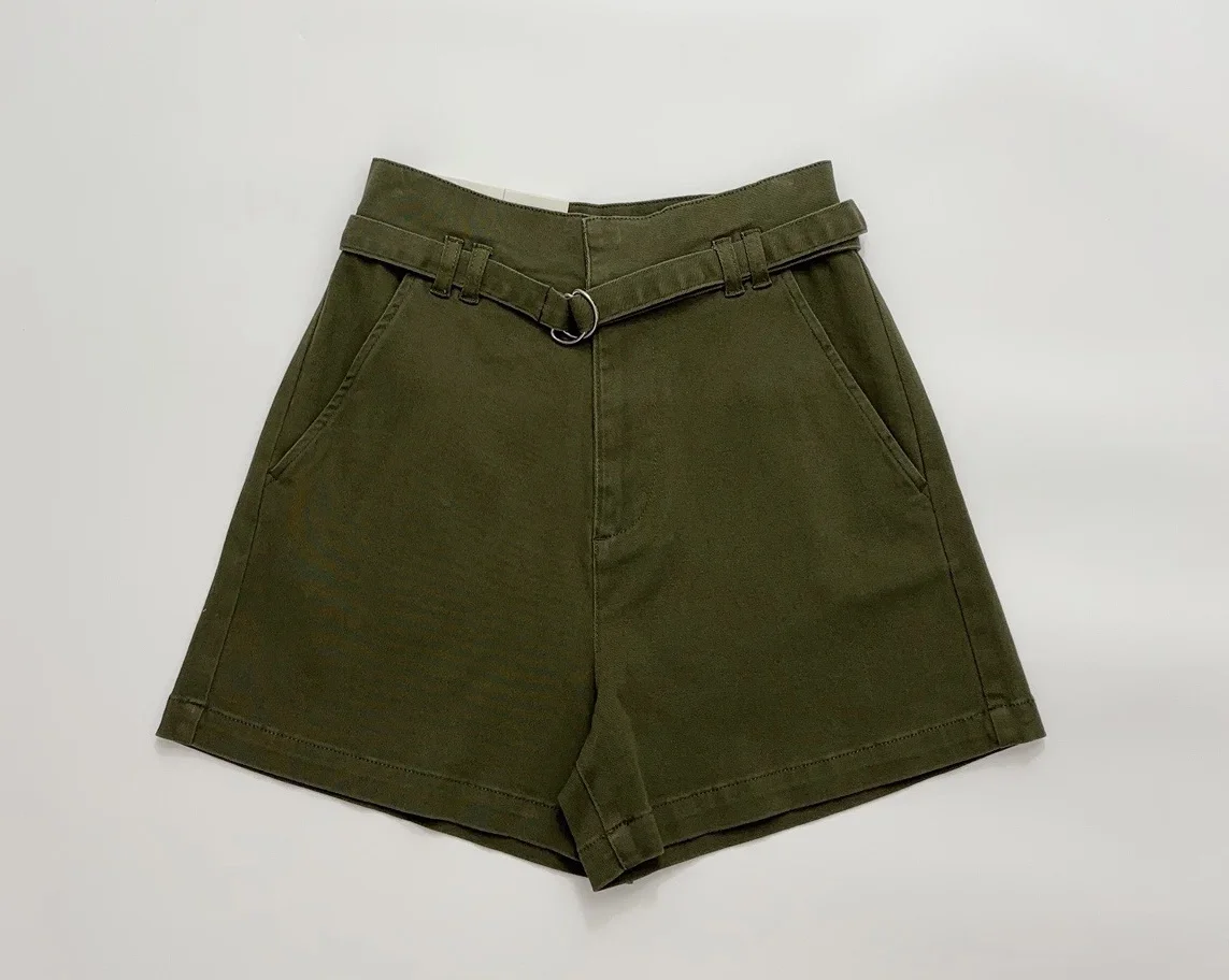 Women's 2024 Women's Niche retro dark green stretch shorts