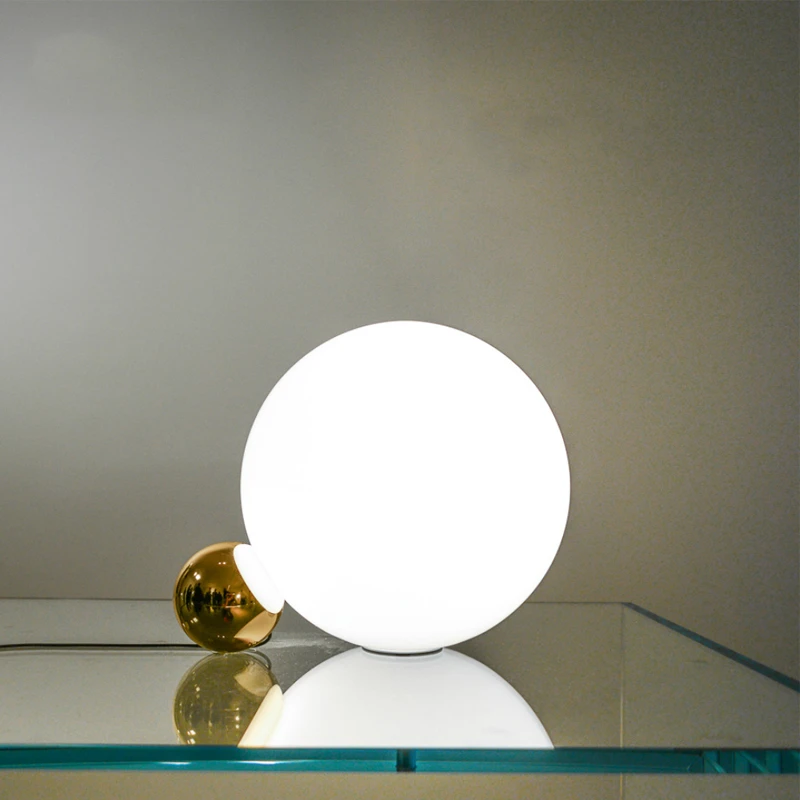 Frosted Glass White Glass Ball Gold Small Ball LED Table Light Popular  Decoration Latest Newest Design Table Light For Home