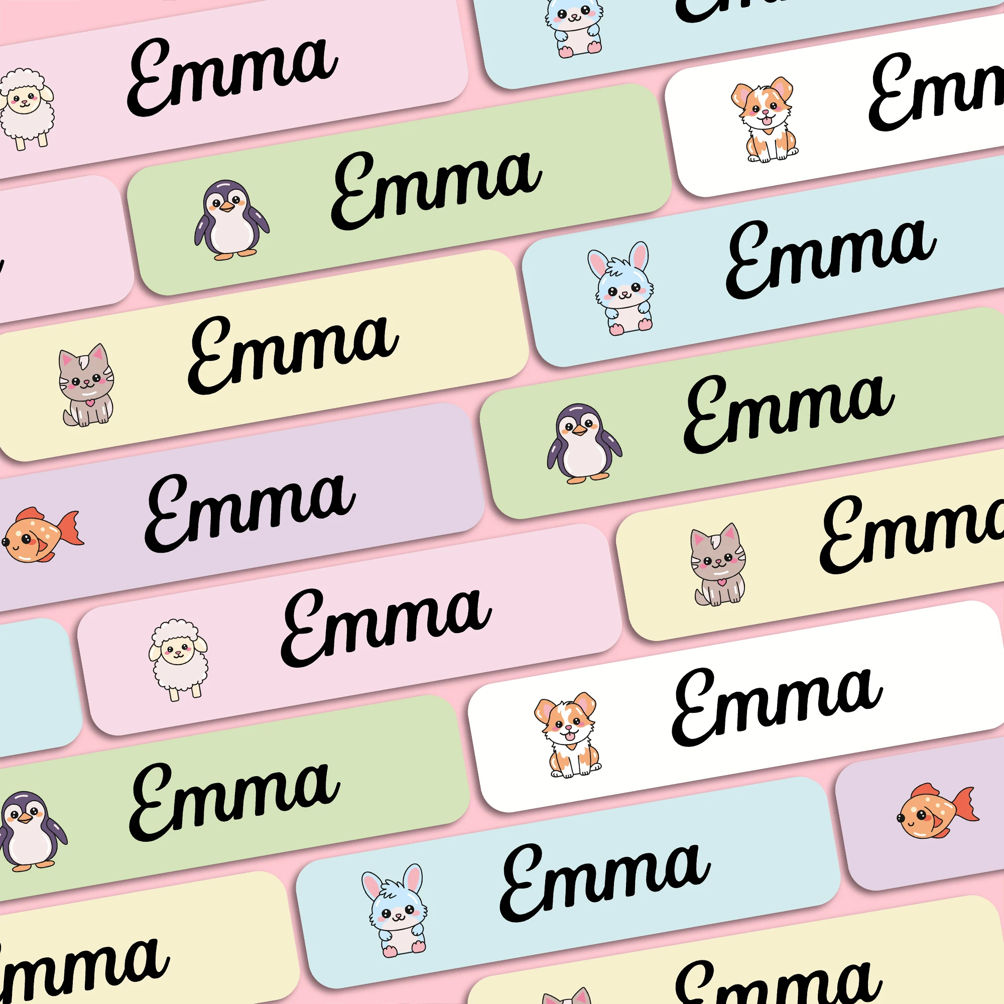 Personalized Name Tags Animals Stickers First Name Waterproof Stationery Decals Adhesive Label Children Bottle Tag For Kids