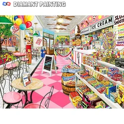 5D New Diamond Painting Shop Cross Stitch Kits Diamond Embroidery House Full Square Round Drill Landscape Candy Wall Decoration