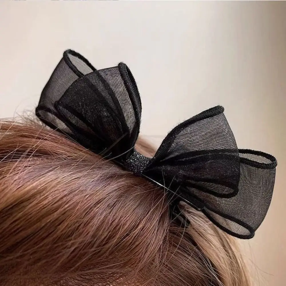 1PC Cute Bowknot Hair Clips Fashion Sweet Headwear Mesh Bow Hairpin Headdress Elegant Hair Accessories Bang Clip For Girls New