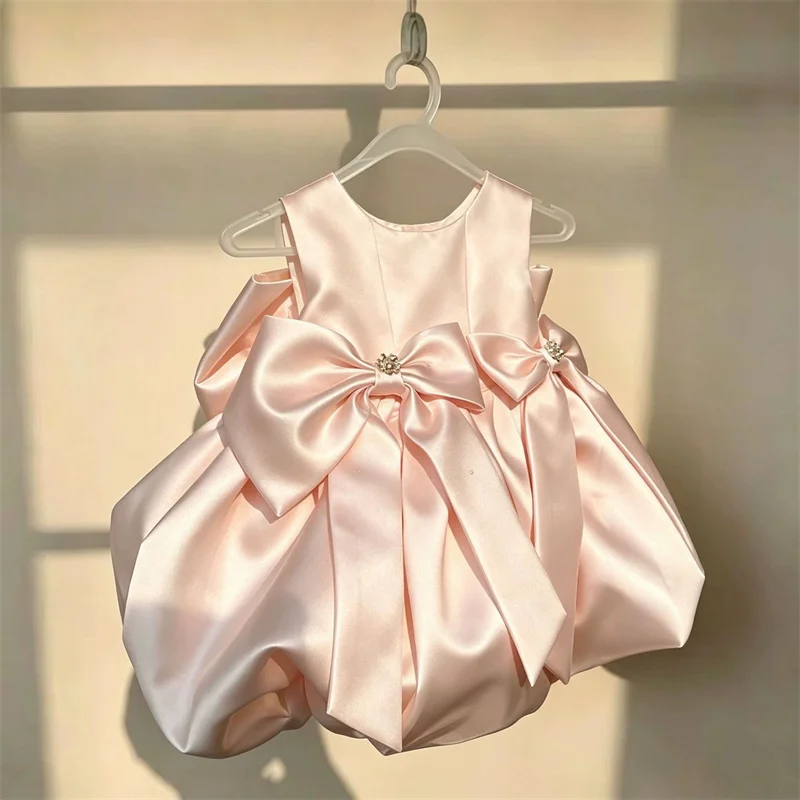 robe-de-princesse-en-satin-avec-nœud-et-fleurs-pour-bebe-et-enfant-robe-de-premiere-communion-robe-de-bal-robe-de-fete-de-mariage-avec-pareo-robe-d'anniversaire