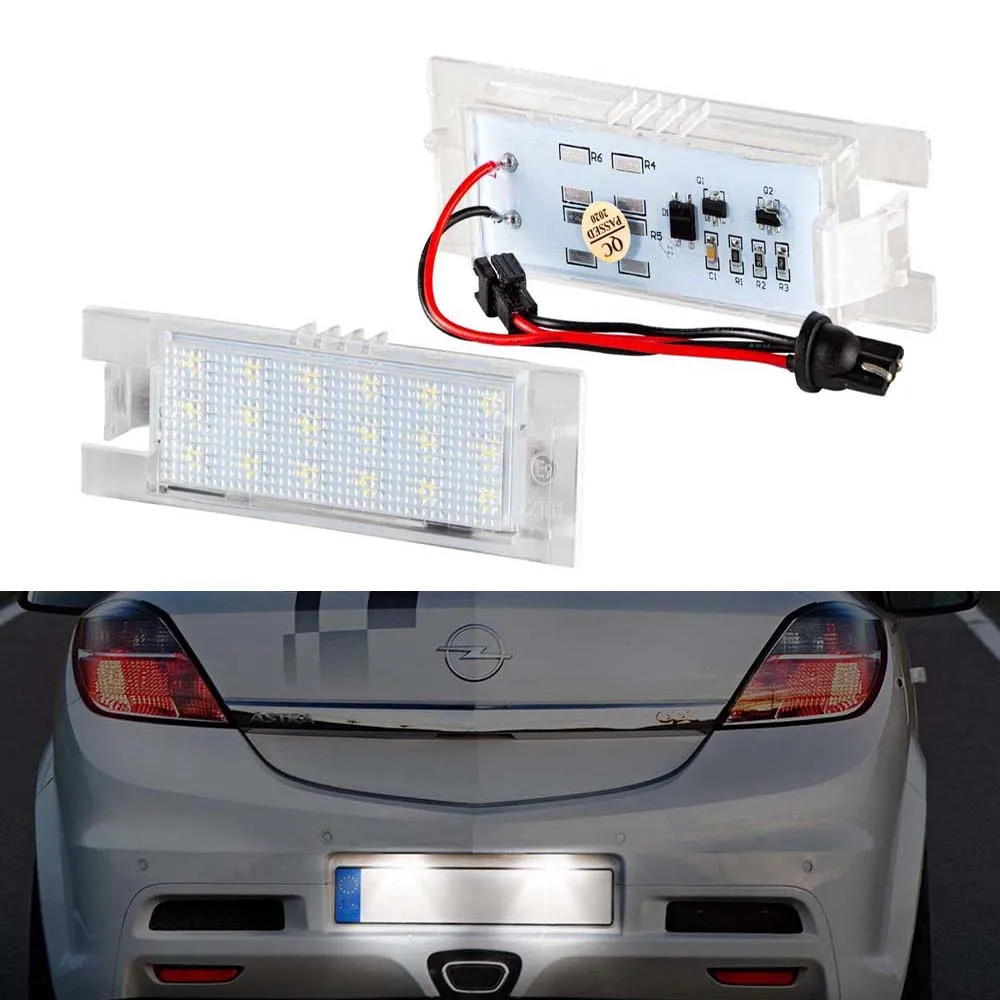 Car Lights Error Free 12V 3W White LED License Number Plate Light Lamps For Vauxhall Adam Ampera Astra Corsa GTC Zafira Insignia