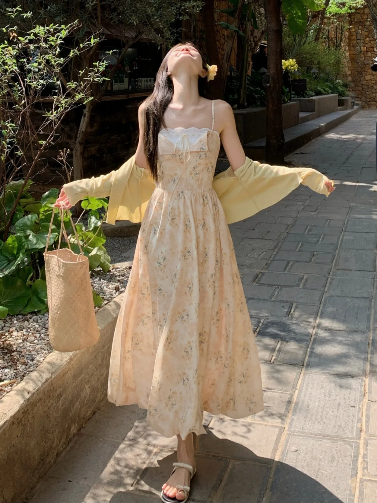 

plus Size Women's Gentle Style Long Sleeve Splice Print Dress Cardigan Set Spring Summer New Arrival Fashion Comfortable Outfit