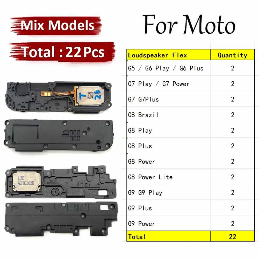 

22Pcs, Buzzer Ringer Loud Speaker Loudspeaker Flex Cable For Motorola Moto G5 G6 G7 G8 G9 Play Plus Power Lite