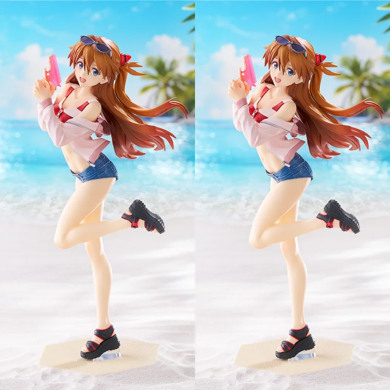 Figuras de acción originales de 22Cm BEACH QUEENS Asuka Shikinami Langrey talla L, juguetes para niños, regalo, adornos de modelos coleccionables