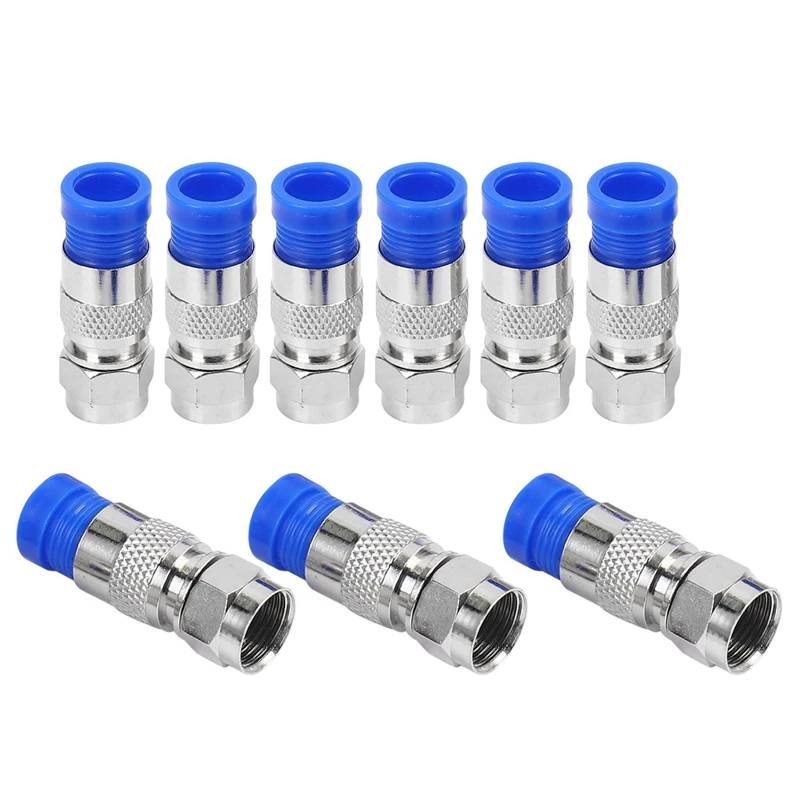 50PCS RG6 Compression Connectors Coaxial Cable Waterproof Connection F Compression Connector RG6 Coaxial Compression Tool