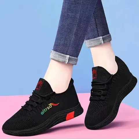 올드 베이징 천 신발 여성 신발 걷기 부드러운 단독 미끄럼 방지 엄마 운동화 통기성 메쉬 신발 단일 신발