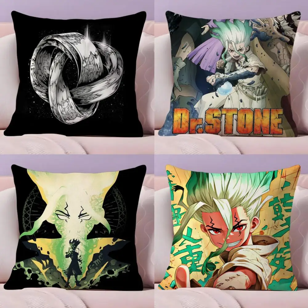 Anime D-Dr.S-STONE Cushion Cover Soft Short Plush Double-Sided Printing Home Decor Machine Washable Pillow Case Gift