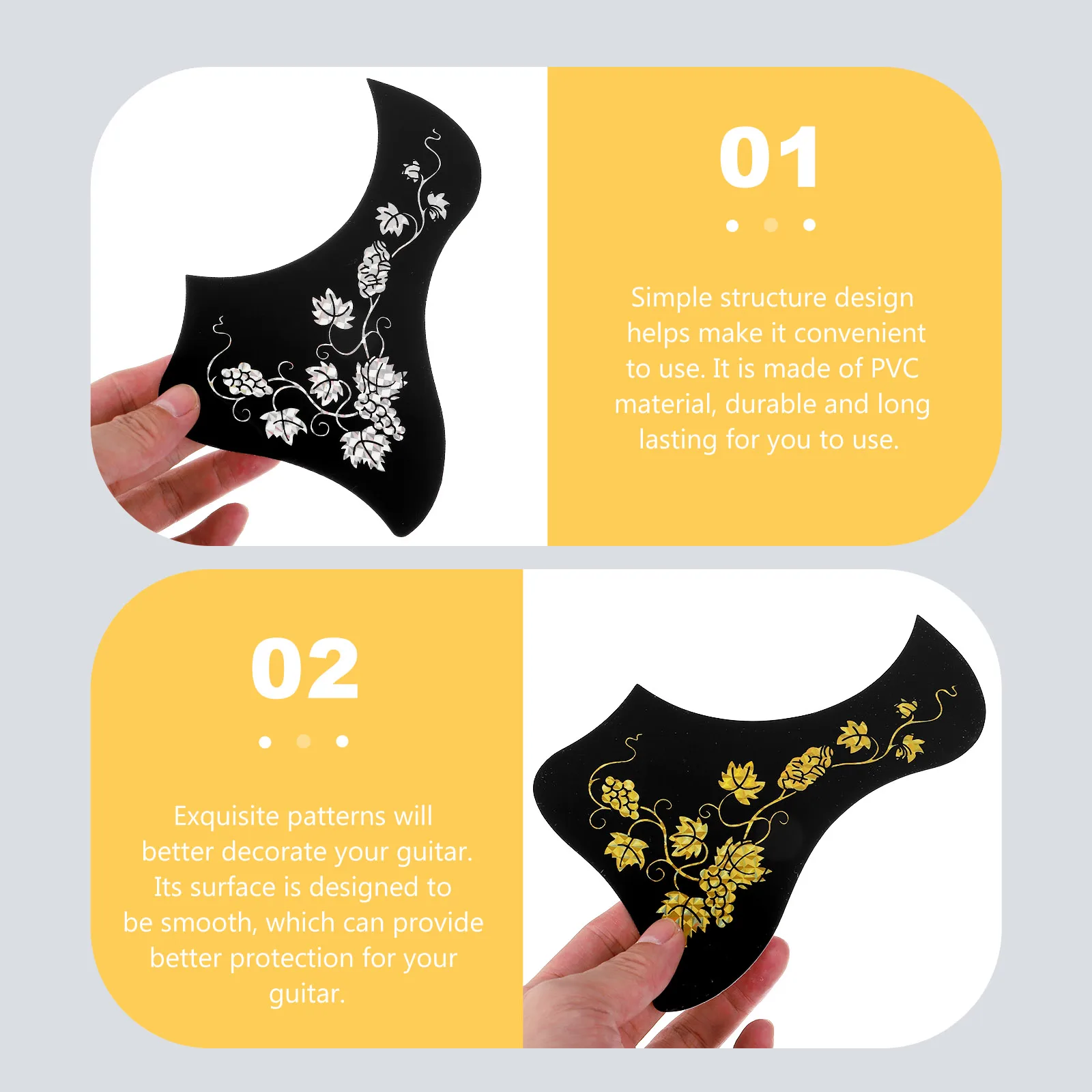 

2 Pcs Guitar Acoustic PVC Material Classical Parts Self-adhesive Bass