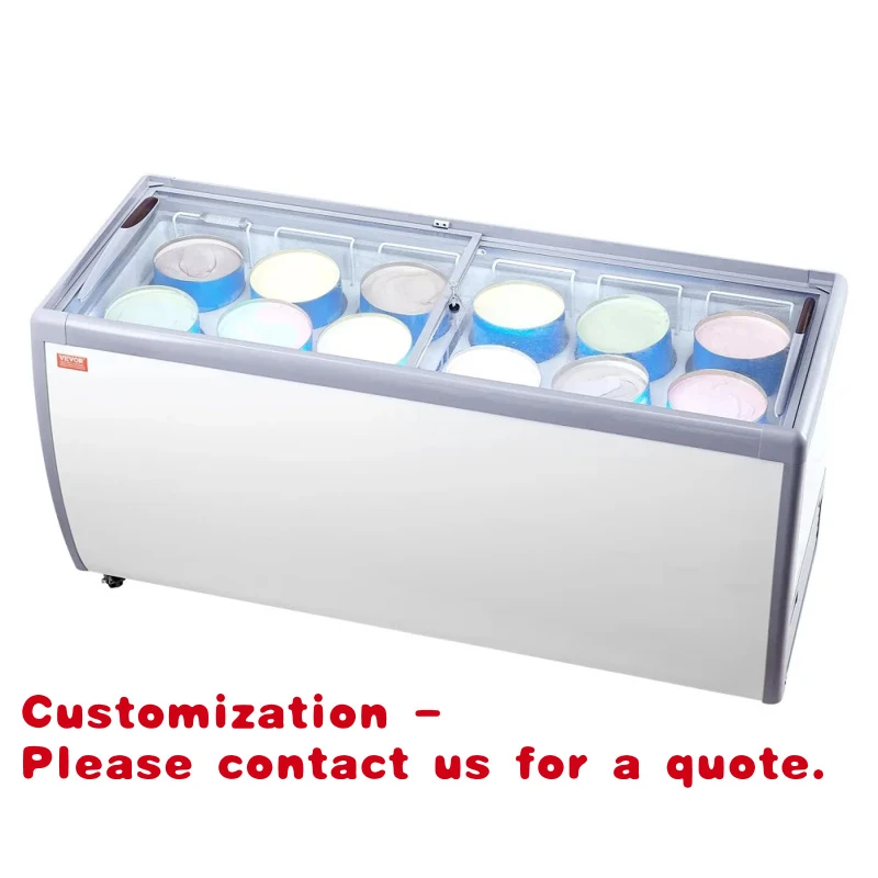 

Customize.Commercial Double-Temperature Stainless Steel Freezer Display Chest Freezer Restaurant Gelato Dipping C