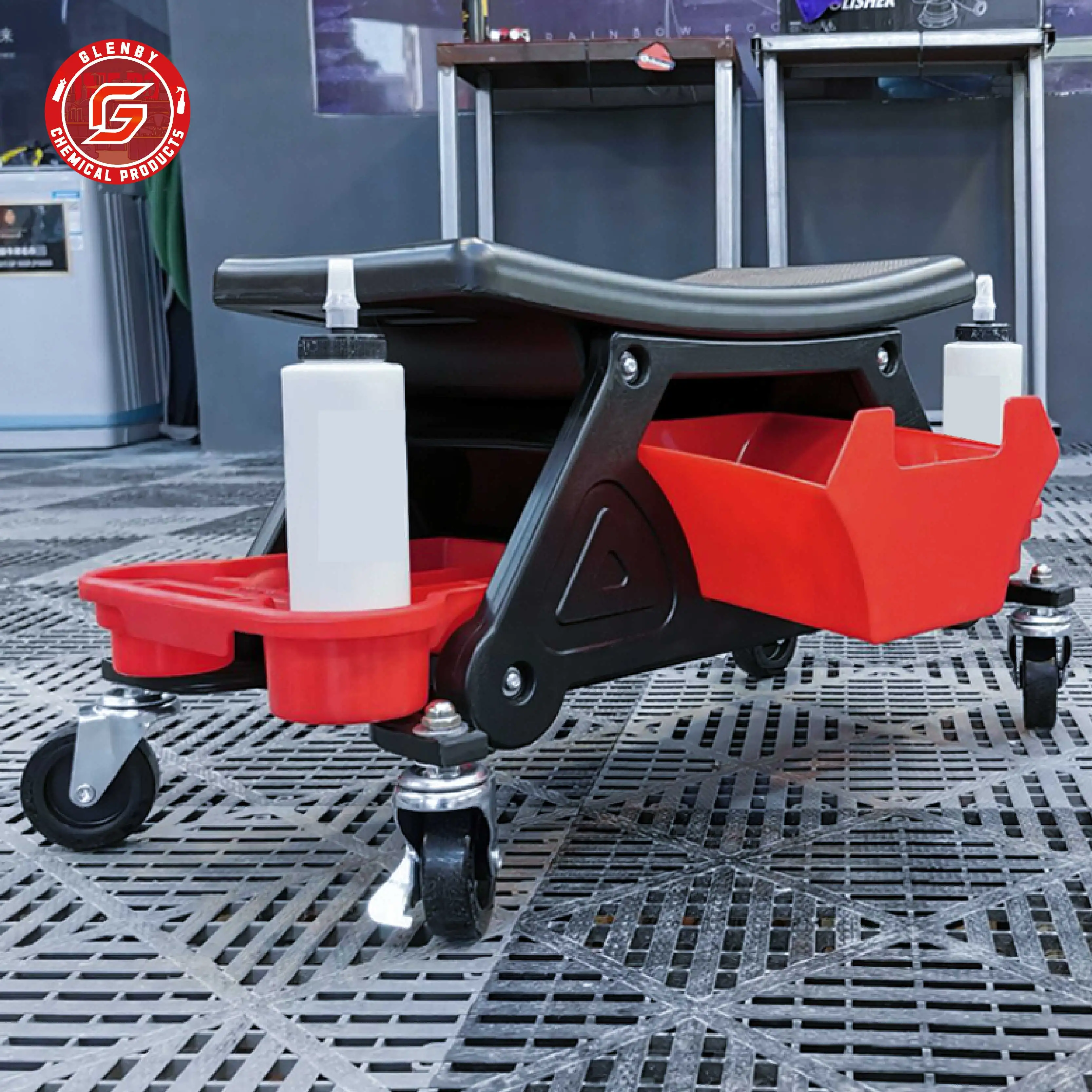 

GLenby Car Detailing Sliding Creeper Seat Multi-functional Tool Stool Chair for Car Wash Wax Polish T-711A