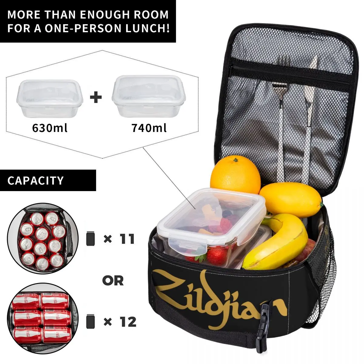 Zildjian Logo Thermal Insulated Lunch Bags Travel Portable Bento Box Cooler Thermal Food Box