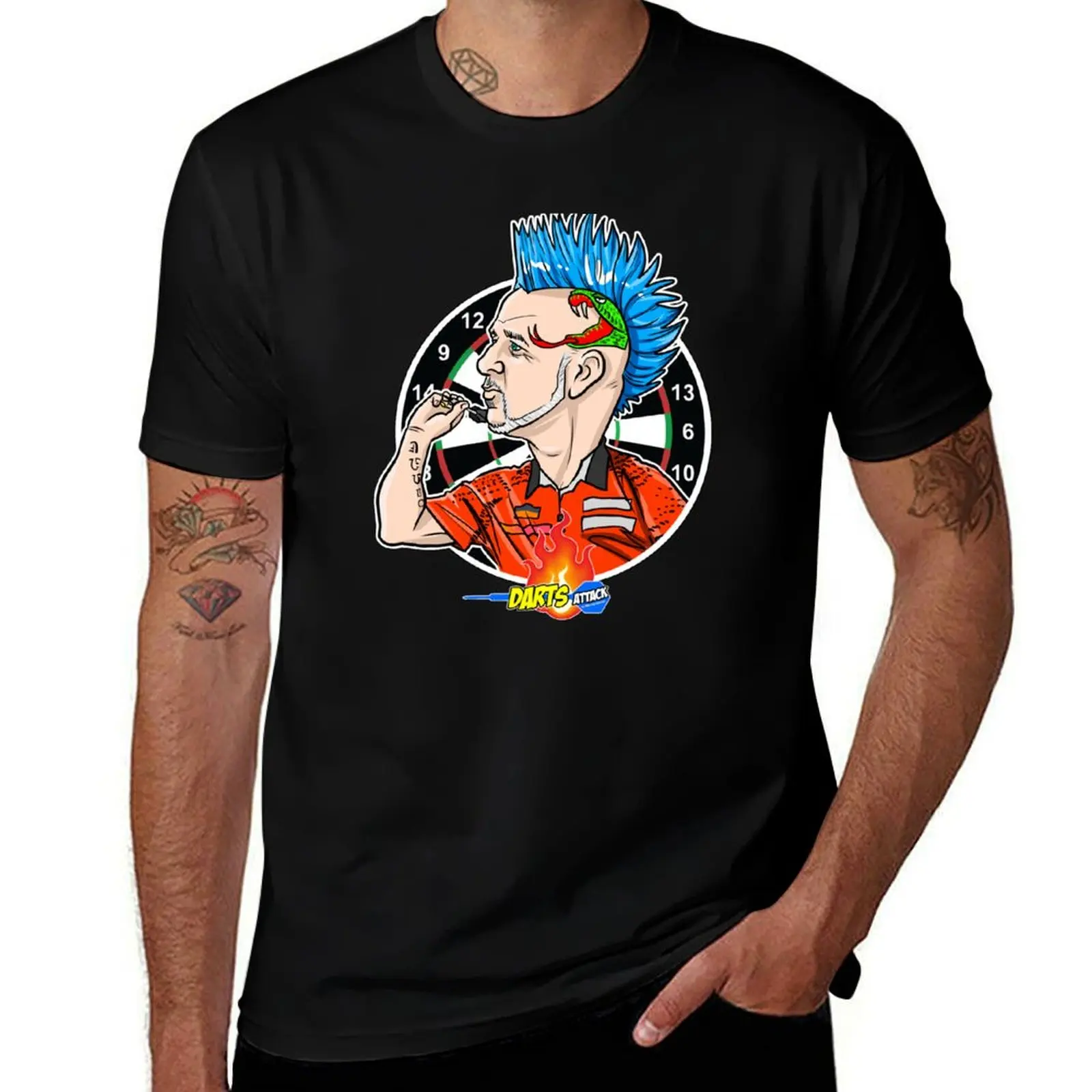 

Caricatura Peter Wright, by Darts Attack T-Shirt Trendy Pattern T-Shirt for Men