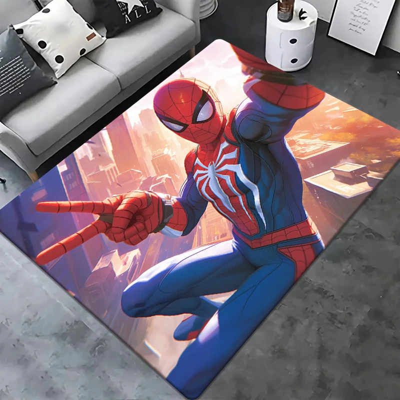 Miniso Spider-Man,Iron Man Printed Carpet,Living Room Bedroom Entrance Door Mat,Sofa,Home Decoration Carpet, Camping, Picnic Rug