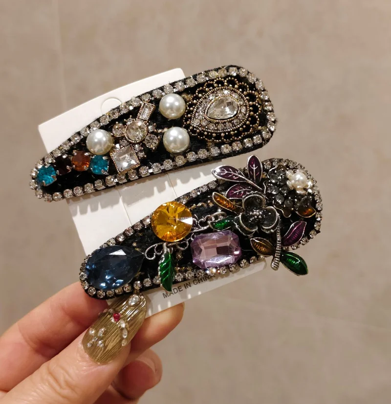 

Корейская заколка для волос с нерегулярными стразами и жемчугом, стильная заколка-уточка для прямых волос, роскошная заколка-уточка для челки, повязка для волос