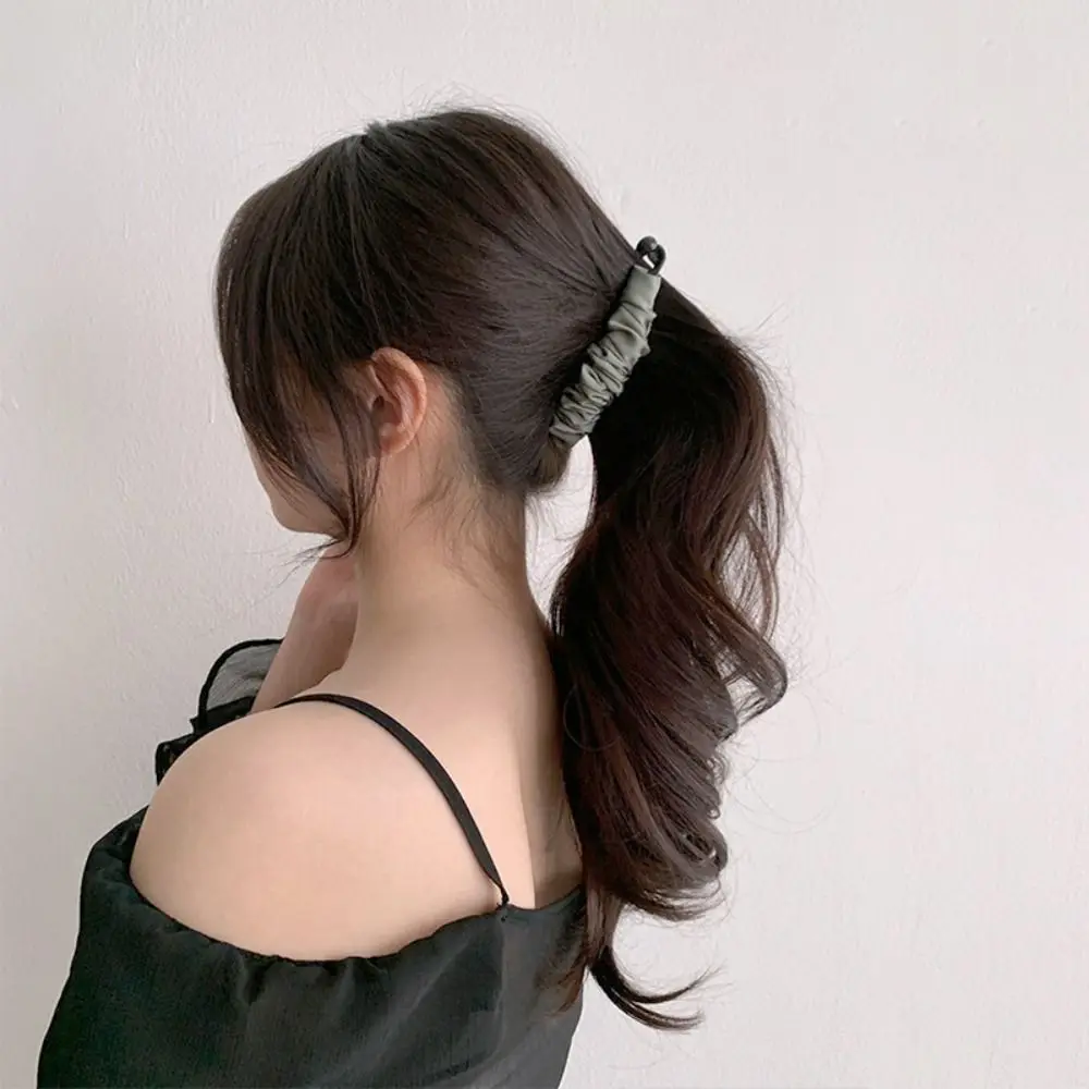 Sweet Korean Style Cloth Banana Clip Leopard Print Hairpin Vertical Clip Ponytail Holder Headwear Bowknot Hair Clip Women