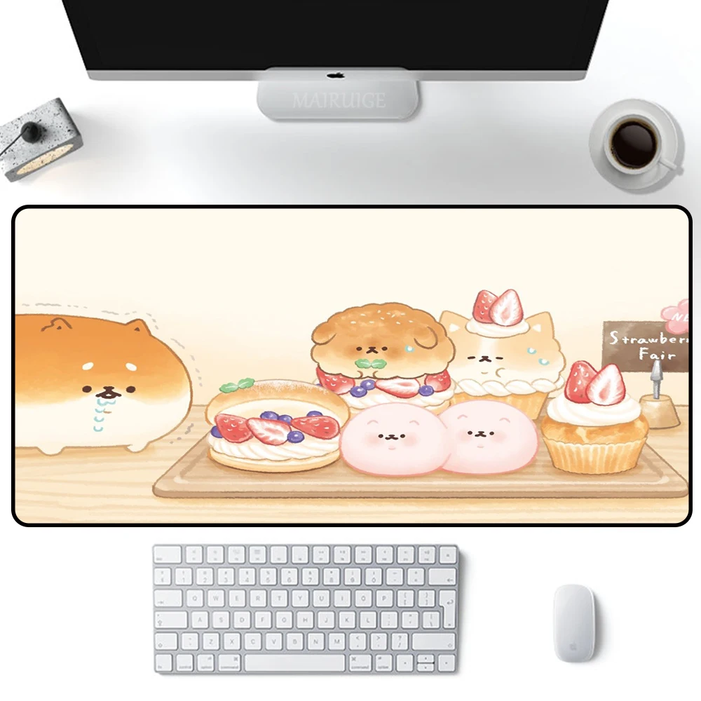 Anime Mousepad Soft Fluffy Doggy Bread Desk Accessories Office Carpet Pc Gamer Completo Kawaii Desk Accessories Desk Pad Hot Pad